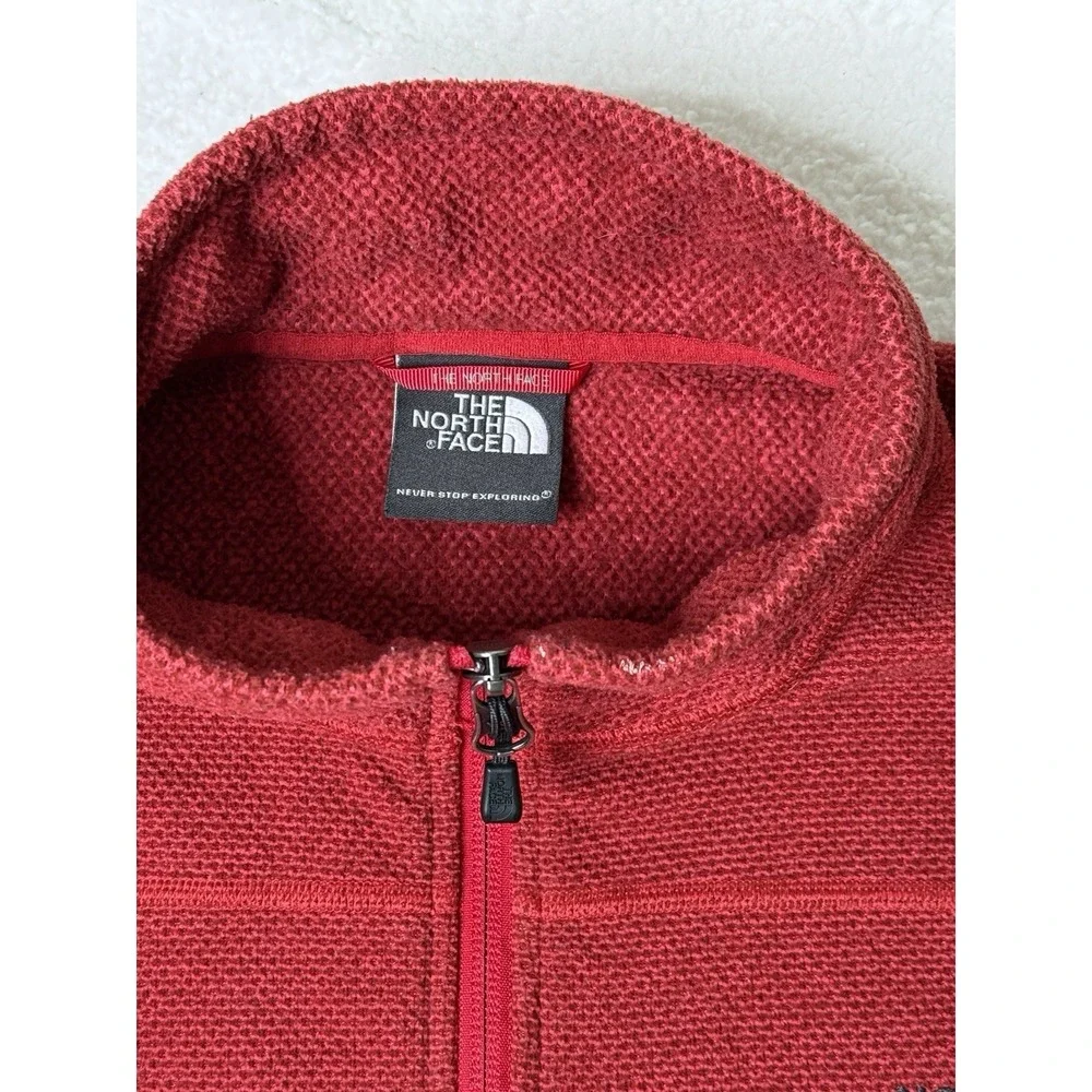 The North Face Pullover Men‎ Medium Red 1/4 Zip Fleece Hiking Waffle Knit Read